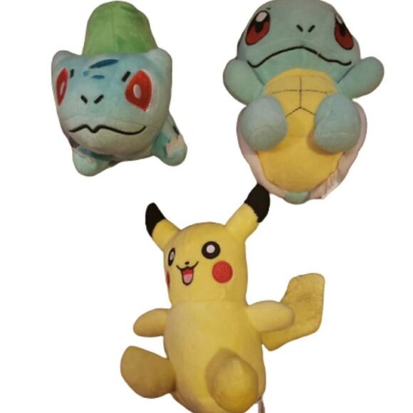 Pokemon Pikachu, Bulbasaur, & Squirtle 4-6” Plush - Picture 1 of 3